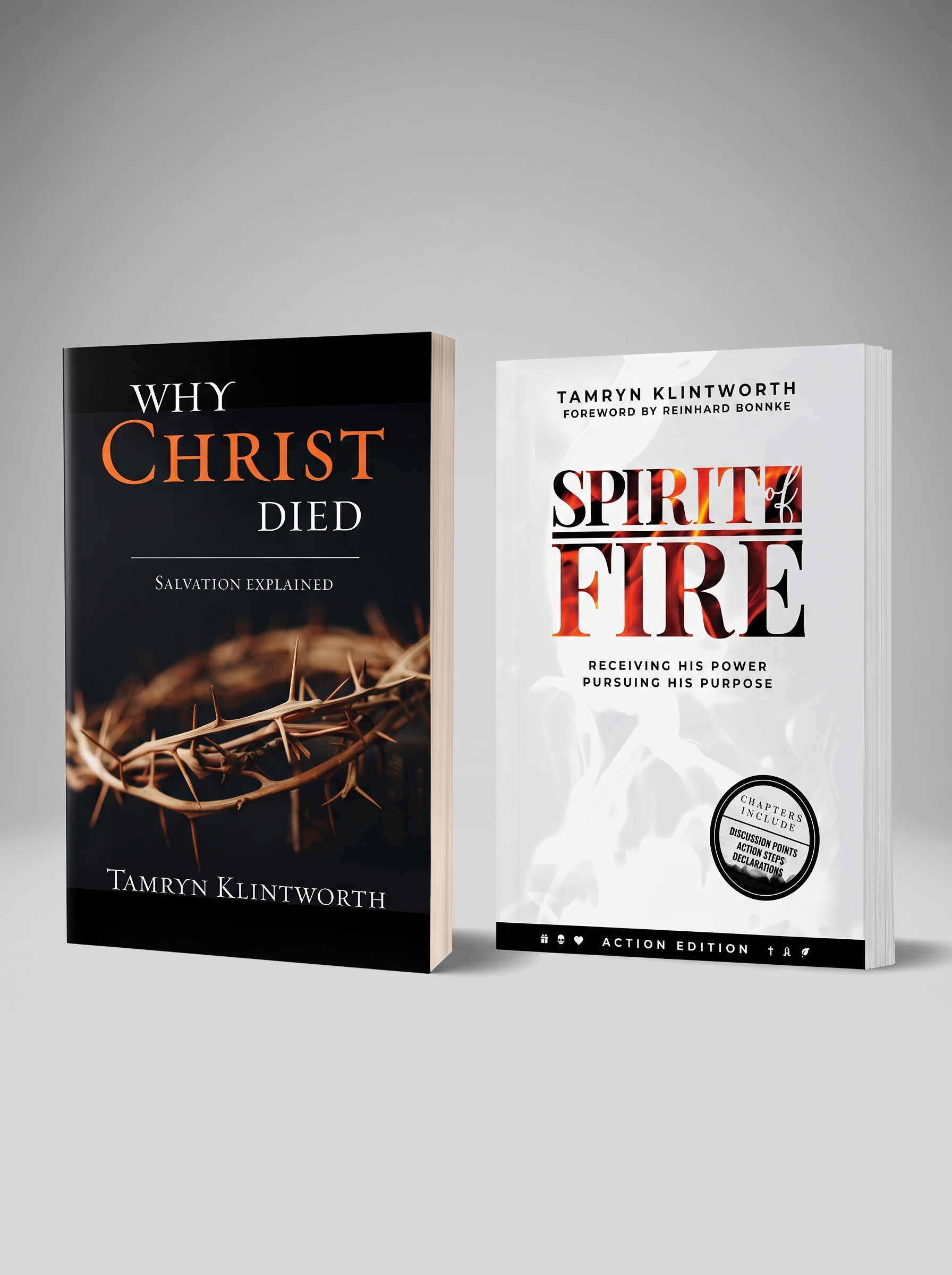 Spirit of Fire and Why Christ Died books by Tamryn Klintworth