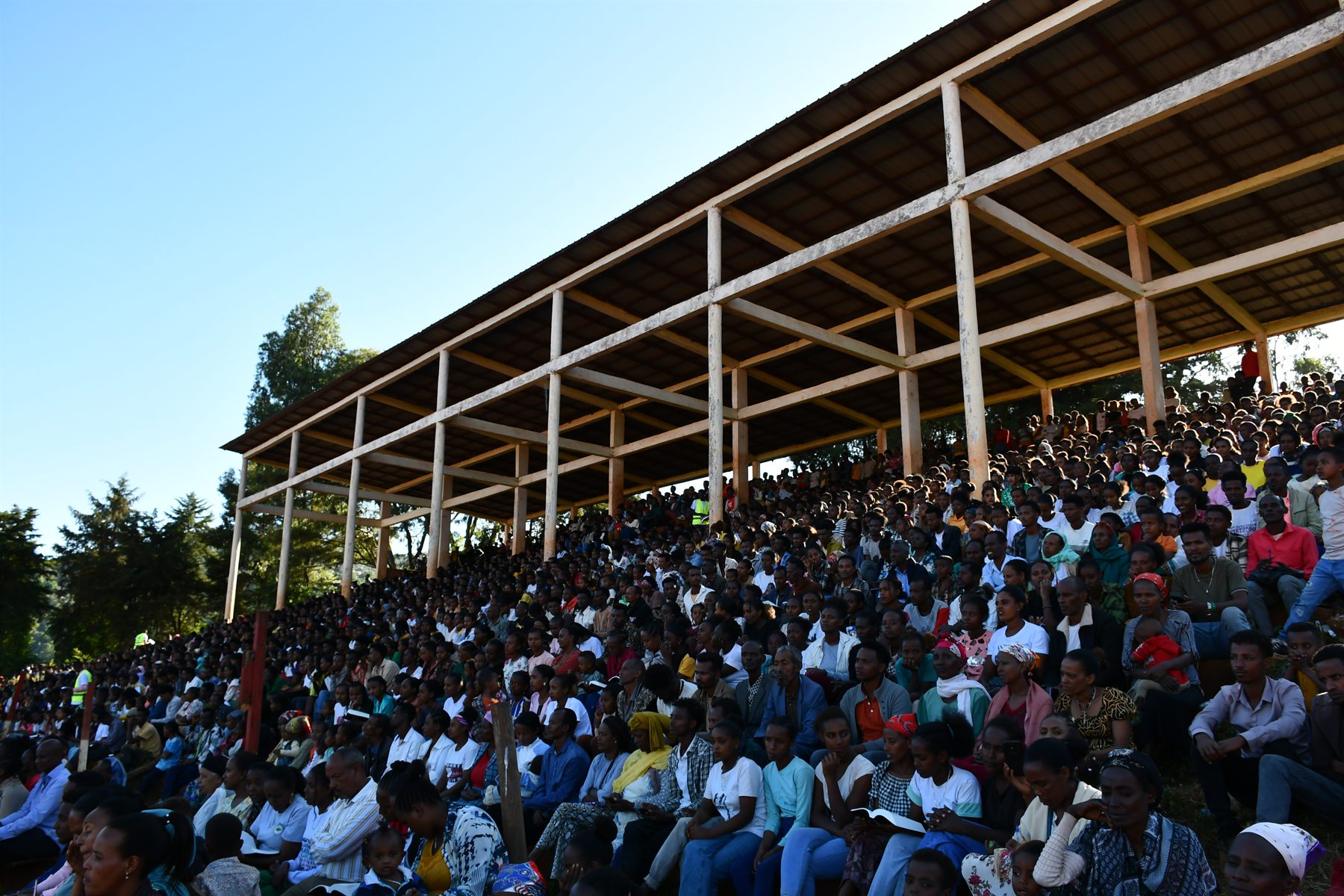 Gimbi crusade crowd seated in the stands